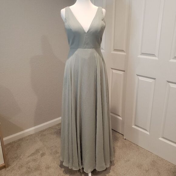 BHLDN Colby Maxi Dress Gown by Jenny Yoo Mint Size 4 - Picture 3 of 12